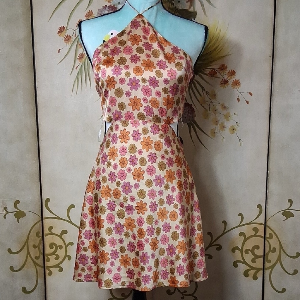 Cotton Candy Pink and Orange Halter Sundress